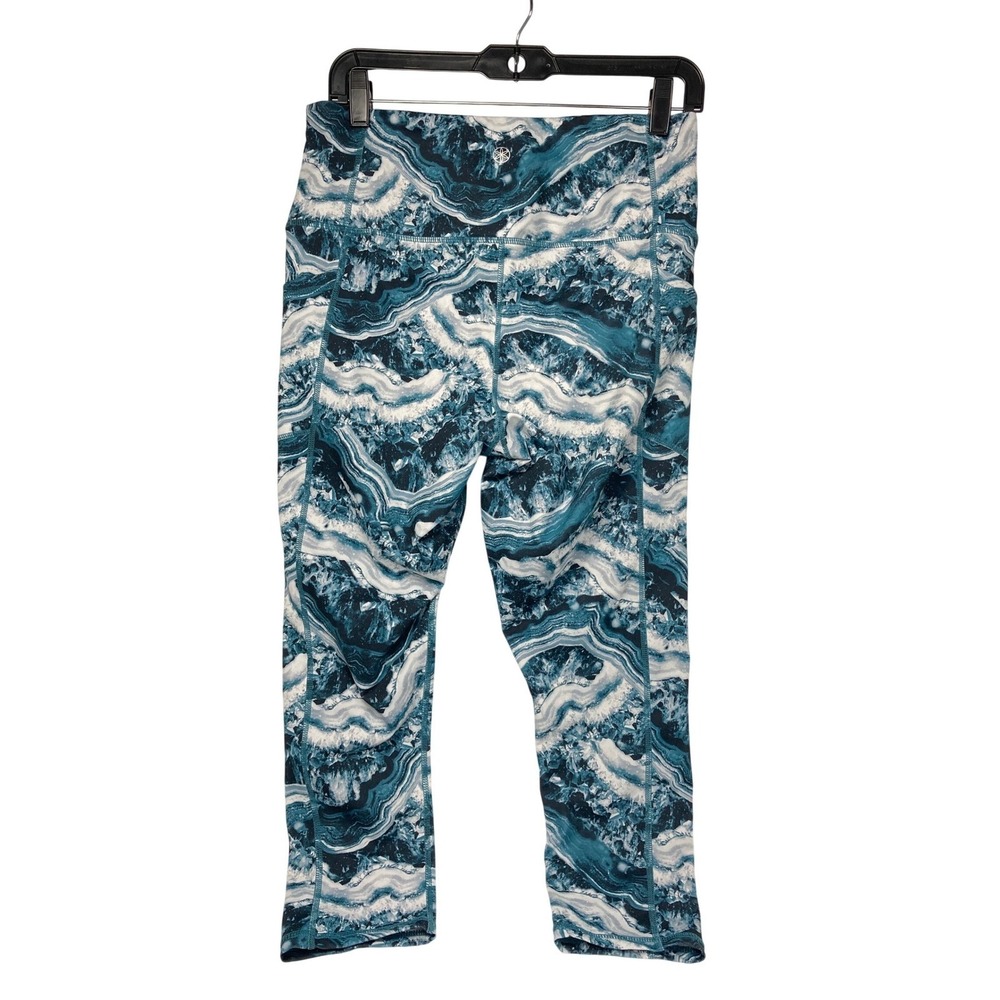 Gaiam High-Rise Printed Yoga Leggings Women's Large Blue Teal Activewear‎ - Picture 2 of 7